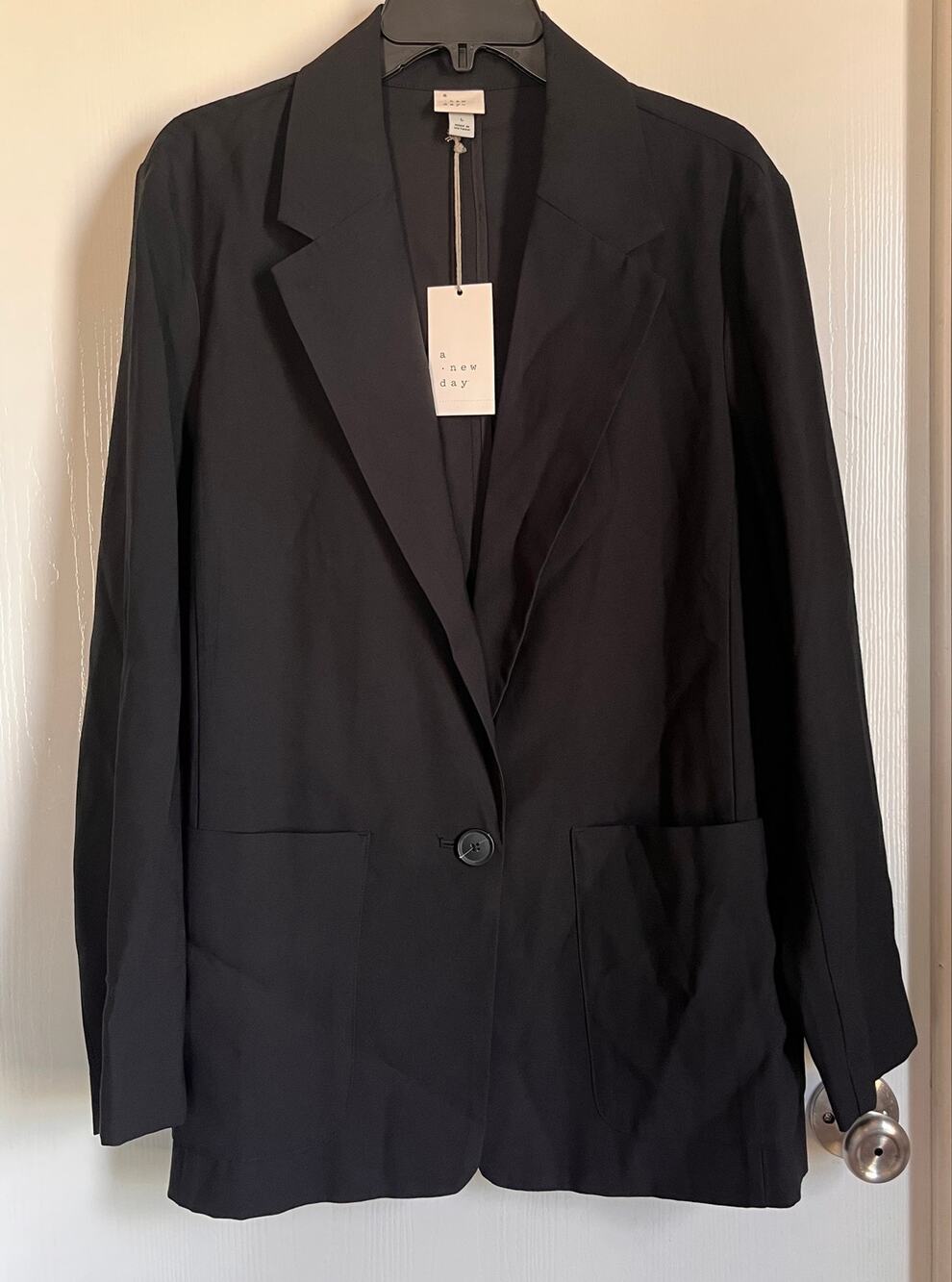 NWT A New Day Women’s Black Single-Button Blazer Size L | Workwear Suit Jacket